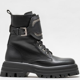 Resim Elle Siyah Deri Kadın Günlük Bot 