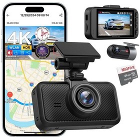 Resim 4k Ön Ve Arka Araç Kamerası, Gps, Wifi, Bluetooth, Gece Görüşü Uyumlu 