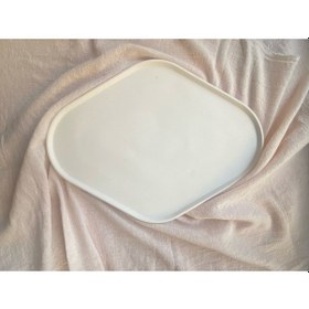 Resim Taş Tozu El Yapımı Nişanlık Sunumluk Ve Mumluk Tepsi Şık Ve Dekoratif Tasarım 30x23 Cm Renkli 