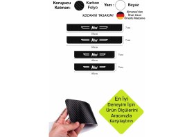 Resim Mini Universal Siyah Karbon Kapı Koruma Yazılı Dekoratif Kapı Eşiği Beyaz Universal Yazılı 4 Parça Mini Universal Özel 