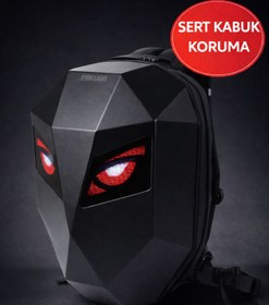 Resim MEDUSHOP LED Gözlü Sert Kabuk Motosiklet Sırt Çantası – Laptop Uyumlu, Darbeye Dayanıklı 
