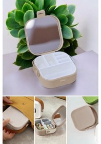 Resim Piev House By House Çanta İçi Aynalı Mini Makyaj Takı Kutusu Cappuccino 