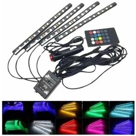 Resim Araç İçi Ayak Altı 12'li Şerit Led Işık Uzaktan Kumandalı Rgb Işıklı Ses Ve Müziğe Duyarlı 