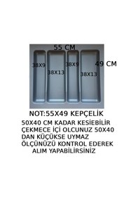 Resim 55x49 Cm Çekmece İçi Gri Kepçelik Organizer 50x40 Cm Kesilebilir Gri 