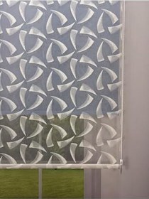 Resim donatti perde NOVA Serisi - Üç Yaprak Desenli Çift Mekanizmalı Mavi Perde 150 x 260 