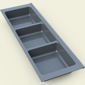 Resim Mutfak Çekmece Içi Kaşıklık, Antrasit Üç Bölmeli Modül 16cm X 48cm Antrasit 
