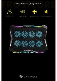 Resim Frostcore X8 Rgb 8 Fanlı 10 Rgb Modlu 9-17 Notebook Soğutucu Stand Laptop Soğutucu 