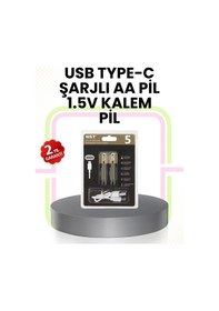 Resim Tekrar Şarj Edilebilir Aa Usb Type-c Pil 1000+ Döngü 1.5v Sabit Voltaj 