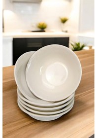 Resim Digithome Mercan 6 Lı Porselen Servis Salata Kasesi Çerezlik 13 Cm Beyaz C1-1-421 