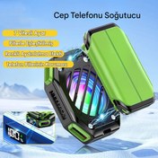 Resim nextbuy Soğutucu Şarjlı Fan Power 7 Modlu Uyumlu Hız Vantilatör soğutucu Telefon Soğutucu Siyah Yeşil X111 