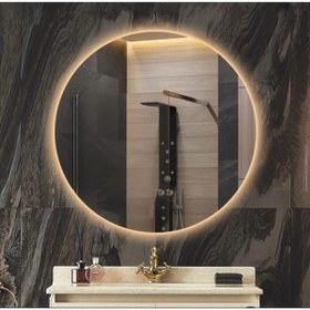 Resim GLOBAL LED MIRROR 60 Cm Yuvarlak Ledli Ayna Antrasit Dresuar Hol Koridor Duvar Salon Banyo Wc Ofis 