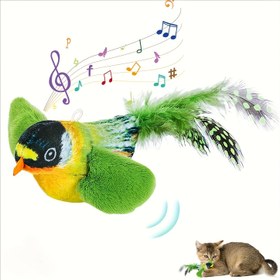 Resim 2 Adet Sesli Etkileşimli Kedi Oyuncağı, Cırkılama Fare ve Ötüren Kuş Çubuğu, Şarj Gerektirmeyen Otomatik Ses Yapıcı ile Suni Tüylü Melodi Avcısı Can Sıkıntısını Geçirmek İçin Eğlenceli Toy, Kedi Aksesuarları 