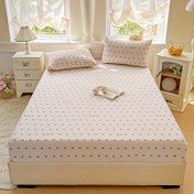 Resim 3 Adet Yay Baskılı Yumuşak Kumaş, Derin Cep Tasarımlı 360 Derece Sarılabilen Yatak Koruyucu ile Uyumlu Çarşaf Seti, Yurtlar, Yatak Odaları, Misafir Odaları vb. İçin Uygun - 1Uyumlu Çarşaf + 2 Yastık Kılıfı 