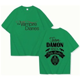 Resim Snapbuy The Vampire Diases Baskılı Unisex Kısa Kollu Tişörtgrierkek Gri 