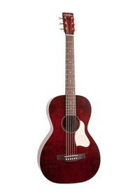 Resim Art &amp Lutherie Roadhouse Parlor-style Elektro Akustik Gitar Tennessee Red 