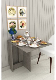 Resim Asra Trend Ultra İnce Katlanır Mutfak Yemek Masası KM32 %100 MDF Gri 
