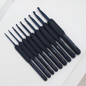 Resim 9 Adet ComfortGrip Örgü Çubuğu Seti, Ergonomik Koyu Mavi İğneler Artritli Eller için, Dayanıklı Yığma Araçları Başlangıç İçin 