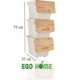 Resim 3lü Tekerlekli Patateslik Soğanlık Oyuncak Kutusu Sebzelik Patates Soğan Kovası Sepeti Motek 36 Lt 