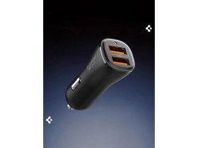 Resim Spigen 30W USB-A 2 Port Araç içi Hızlı Şarj Aleti 18W + 12W Akım Korumalı Güç Adaptörü Çakmaklık iPhone & Android & iPad Type-C PD EV302 - ACP08700 