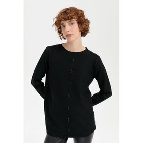 Resim Desen Triko Önü Baklavalı Boncuk İşlemeli Sıfır Yaka Kadın Kazak 24175 (24175) 