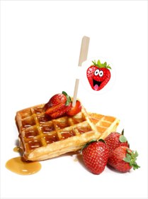 Resim Home Çilek Bayraklı Yassı Kürdan - Waffle, Meyve Ve Tatlı Sunumları Için Tatlı Bir Dokunuş 