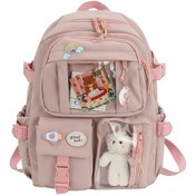 Resim Reedark Kadın Çanta, Hafif Ve Geniş Hacimli Okul Çantası, Pembe Rengi, Rozet Askılımlı, Günlük Kullanıma Uygun, Kaliteli Materyal Pembe 