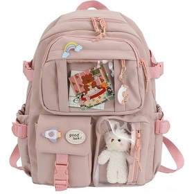 Resim Reedark Kadın Çanta, Hafif Ve Geniş Hacimli Okul Çantası, Pembe Rengi, Rozet Askılımlı, Günlük Kullanıma Uygun, Kaliteli Materyal Pembe 