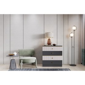 Resim Avvio Milas Serisi 4 Çekmeceli Şifonyer Antrasit Gri Beyaz 