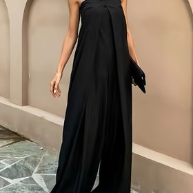 Resim Yüksek Kaliteli, Elastik Bel Bandı ve Cepli Kadın Moda Sarma Pantolonu ile Şeffaf Omuz Askılı 