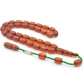 Resim Murty99 Şükrü Baba İmzalı Kalem İşçilikli Sarı Sıkma Kehribar Tesbih 002 