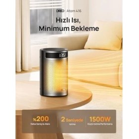 Resim Dreo Atom 416 Seramik Isıtıcı – 1500W, 2sn Hızlı Isıtma, 1-12 Saat Zamanlama, 34DB Fısıltı Sessizliği, 5-35 °c Ayarlanabilir Sıcaklık 