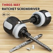 Resim Çelik Ratchet Tornavida Seti - 3 Yönlü Ergonomik Tutma, Çok Fonksiyonlu, İş Tasarruflu Tasarım Dahili Hex Başlığı ve Çeşitli Uçlar ile 