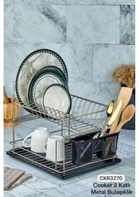 Resim Cooker Ckr3270 Metal Saten İki Katlı Tabaklık Bulaşıklık 