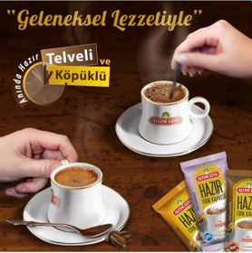 Resim Altın Cezve Hazır Türk Kahvesi Ofis Seti Orta Şekerli 10'lu 10 x 9 G 