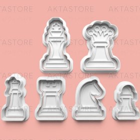 Resim Aktastore Satranç Seti Kurabiye Kalıbı ve Şeker Hamuru Kalıbı 6'lı Set 