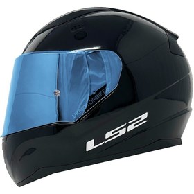 Resim Ls2 Rapıd Parlak Siyah Fullface Motosiklet Kaskı Mavi Camlı 