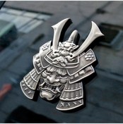Resim Lumaworld Silvery Ghost Samurai Japon Samuray Çıkartması Dayanıklı Çinko Alaşım Oni Maskesi Motosiklet Ve Araçlar İçin 