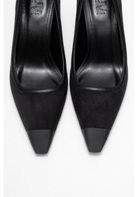 Resim Luvishoes Luvi Shoes Rona Siyah Süet Mat Burunlu Kadın Topuklu Ayakkabı SIYAH SUET 