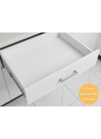 Resim Almital Mobilya Aksesuarlari 48 cm x 1 m beyaz kumaş desenli, suni deri çekmece İçi Kaydırmaz Halı , çekmece halısı, raf örtüsü 