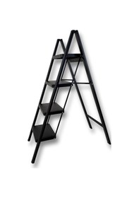 Resim Endokon Katlanır Çelik Şık Merdiven Siyah 4 Basamaklı, Portatif Ev - Ofis Merdiveni 