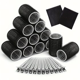 Resim 26 Parça Saç Maşası Seti - 12 Adet Maşa ve 12 Adet Klips/2 Adet Kare Saç Aksesuarı, Salon Kalitesinde Isısız Saç Şekillendirme, DIY Saç Stili İçin Kendinden Tutumlu Rulo Kit 
