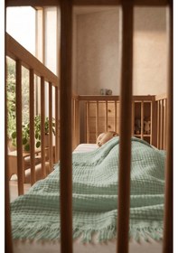 Resim Müslin Püsküllü 4 Katlı Müslin Battaniye 90x120 Cm - Ze4katlı Yeşil 