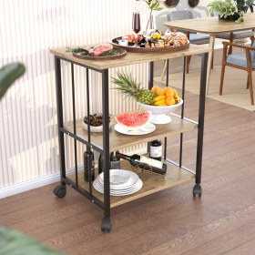 Resim Rolla Tekerlekli 3 Katlı Sunum ve Servis Arabası 