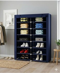 Resim Missidea 2 Bölmeli Metal Profilli Bez Dolap Ayakkabılık Lacivert Lacivert 