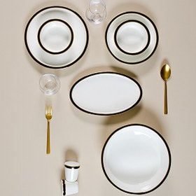 Resim Evaliza Alaia Black Line Gold 60 Parça 12 Kişilik Yemek Takımı 