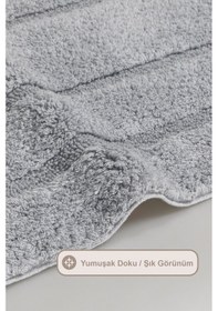 Resim Elart Solid Banyo Halısı Paspas Takımı Pamuklu 2 Adet 60x100 Cm İndigo İndigo 