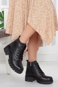 Resim SOFT FASHION Kadın Siyah Hakiki Gerçek Deri Günlük Şık Kışlık Yeni Moda Rahat Bot - Topuk 4 Cm 