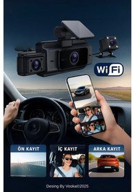 Resim Araç İçi Wifi Dvr Kamera Full Hd 1080p Dashcam Gece Görüşlü G-sensörlü Park Modu Mobil 