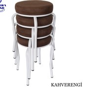 Resim Ankhira Tabure (4 ADET) (MONTELİ GÖNDERİM) Beyaz Ayaklı, Taytüyü Kumaş, Metal Ahtapot 