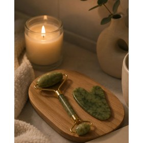 Resim Epilons 2 Parça Jade Stone Cilt Bakım Seti Şişkinlik Karşıtı Yüz Masajı 